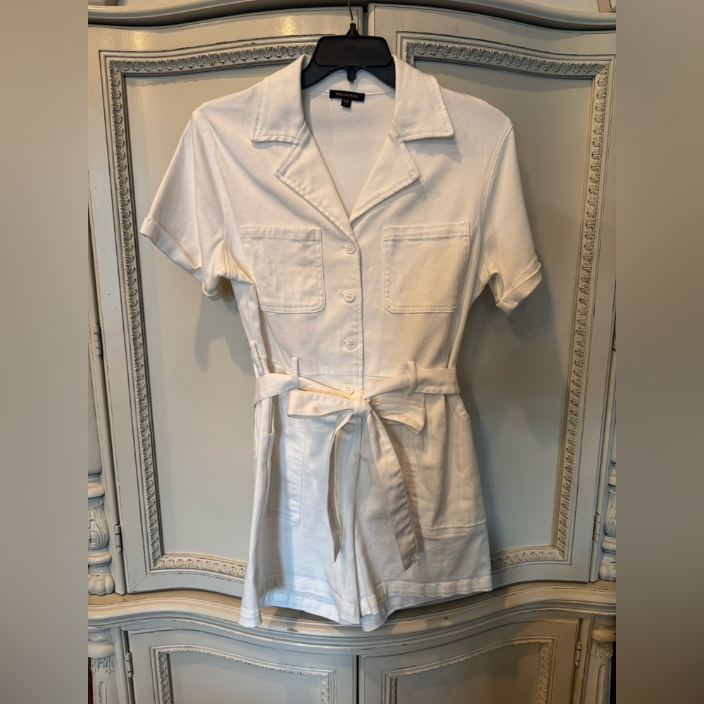 Skies Are Blue Ivory Button-Up Romper